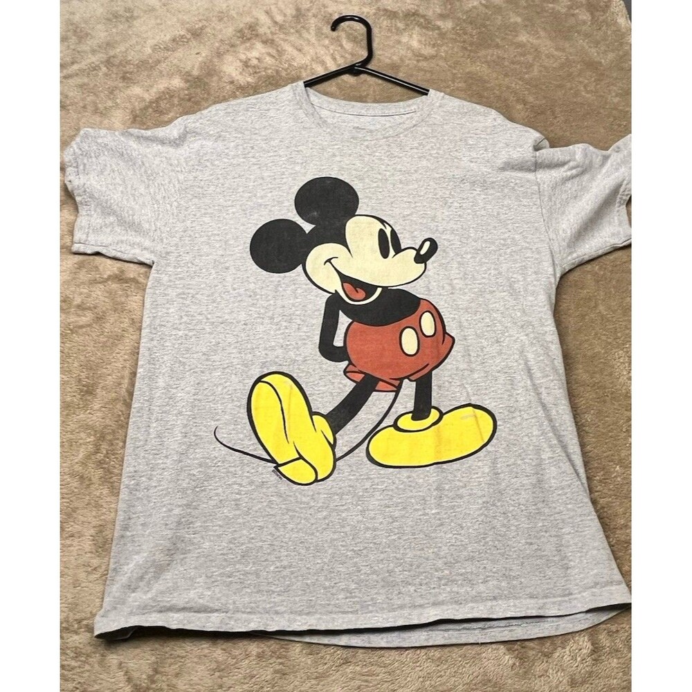 Disney Chalk Sketch Classic Mickey Mouse Gray T Shirt L